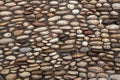 Cobbled pavement made of river rounded pebbles. Background texture. Royalty Free Stock Photo