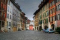 Cobbled street in Biel (Bienne), Switzerland Royalty Free Stock Photo