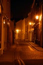 Cobbled Street At Night