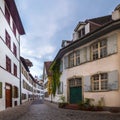 Cobbled street in the old town centre of Basel Royalty Free Stock Photo