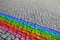 Cobbled street with rainbow Royalty Free Stock Photo