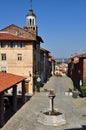 Cobbled street in the Saluzzo old town area. Piemonte, Italy Royalty Free Stock Photo