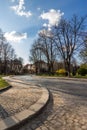 Cobbled street winds through old town Royalty Free Stock Photo