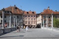 The Cobbler's Bridge Ljubljana Slovenia Royalty Free Stock Photo