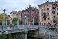 Cobbler`s Bridge in the Old Town of Ljubljana in Slovenia Royalty Free Stock Photo