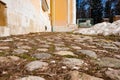 Cobbles at the foot of the palace in perspective