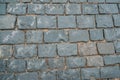 Cobbles texture background, old grunge stone blocks floor surface