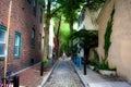 A Cobblestone Alleyway in the City of Philadelphia Royalty Free Stock Photo