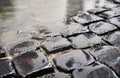 Cobblestone brick paved street in Rome Royalty Free Stock Photo