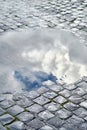 Cobblestone brick paved street in Rome Royalty Free Stock Photo