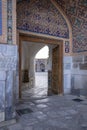 Cobblestone courtyard of madrasa, The Registan, Samarkand, Uzbek
