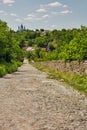 Cobblestone medieval road in Kamianets-Podilskyi Old Town, Ukraine Royalty Free Stock Photo