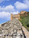 Cobblestone path to watchtower, Jinshanling Great Wall Royalty Free Stock Photo