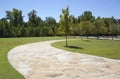 A Cobblestone Pathway along a wooded path