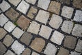 Cobblestone pavement with rocky surface in urban area from directly above Royalty Free Stock Photo