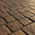 Cobblestone pavement with square stones arranged in a grid Royalty Free Stock Photo
