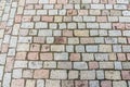 Cobblestone pavement on street in Prague