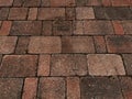 Cobblestone pavers red block street road construction driveway surface sidewalk pathway