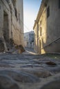 Cobblestone road in a charming historic town. Cadaques, Spain