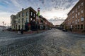 Cobblestone Roads in downtown historic Harbor East/ Fells Point, Baltimore Maryland