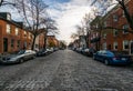 Cobblestone Roads in downtown historic Harbor East/ Fells Point, Baltimore Maryland