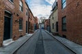 Cobblestone Roads in downtown historic Harbor East/ Fells Point, Baltimore Maryland