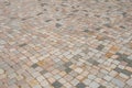 Cobblestone sidewalk, cobble stone paved floor - pavement Royalty Free Stock Photo