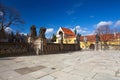 Cobblestone square in front of Loreta and Capuchin monastery - H Royalty Free Stock Photo