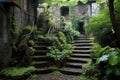 cobblestone stairs leading to a hidden garden