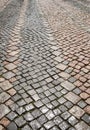 Cobblestone, stone pavement texture in the old city