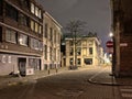 Cobblestone stree at night, night in Ghent