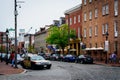 Cobblestone street in Fells Point, Baltimore, Maryland.