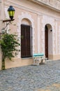 Cobblestone street in historic quarter of Colonia del Sacramento Royalty Free Stock Photo