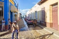 Cobblestone street of historical, colonial Trinidad Town