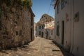 A cobblestone street in the little town of Taganana, Tenerife Royalty Free Stock Photo