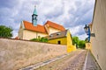 Cobblestone street near Capuchin monastery, Hradcany, Prague, Czech Republic Royalty Free Stock Photo