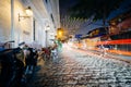 A cobblestone street at night, in Intramuros, Manila, The Philip