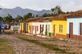 Cobblestone street with old colonial houses in the center of Trinidad, Cuba Royalty Free Stock Photo