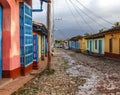 Cobblestone street with old colonial houses in the center of Trinidad, Cuba Royalty Free Stock Photo