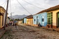 Cobblestone street with old colonial houses in the center of Trinidad, Cuba Royalty Free Stock Photo