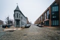 Cobblestone streets and historic buildings in Fells Point, Baltimore, Maryland Royalty Free Stock Photo