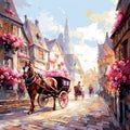 Through Cobblestone Streets: A Horse-drawn Carriage Adventure Royalty Free Stock Photo