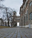 Cobblestone walk pass along Esztergom Basilica in Hungary
