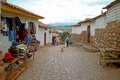 Cobblestone Walkway of Chinchero Village Down to the Foothill, Sacred Valley of the Inca, Cusco, Peru Royalty Free Stock Photo