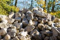 Cobblestones on a construction site.