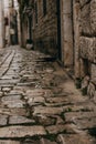 Cobblestones on the street of the old town Trogir, Croatia Royalty Free Stock Photo