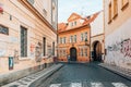 Cobblestone street,  Mala Strana, Prague, Czech Republic Royalty Free Stock Photo