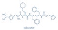 Cobicistat cytochrome P450 inhibiting drug molecule. Increases exposure of various HIV drugs by inhibiting their breakdown by. Royalty Free Stock Photo