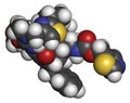 Cobicistat cytochrome P450 inhibiting drug molecule. Increases exposure of various HIV drugs by inhibiting their breakdown by Royalty Free Stock Photo
