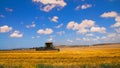 Combine harvesting Wheat field in Kfar Glikson Israel Royalty Free Stock Photo